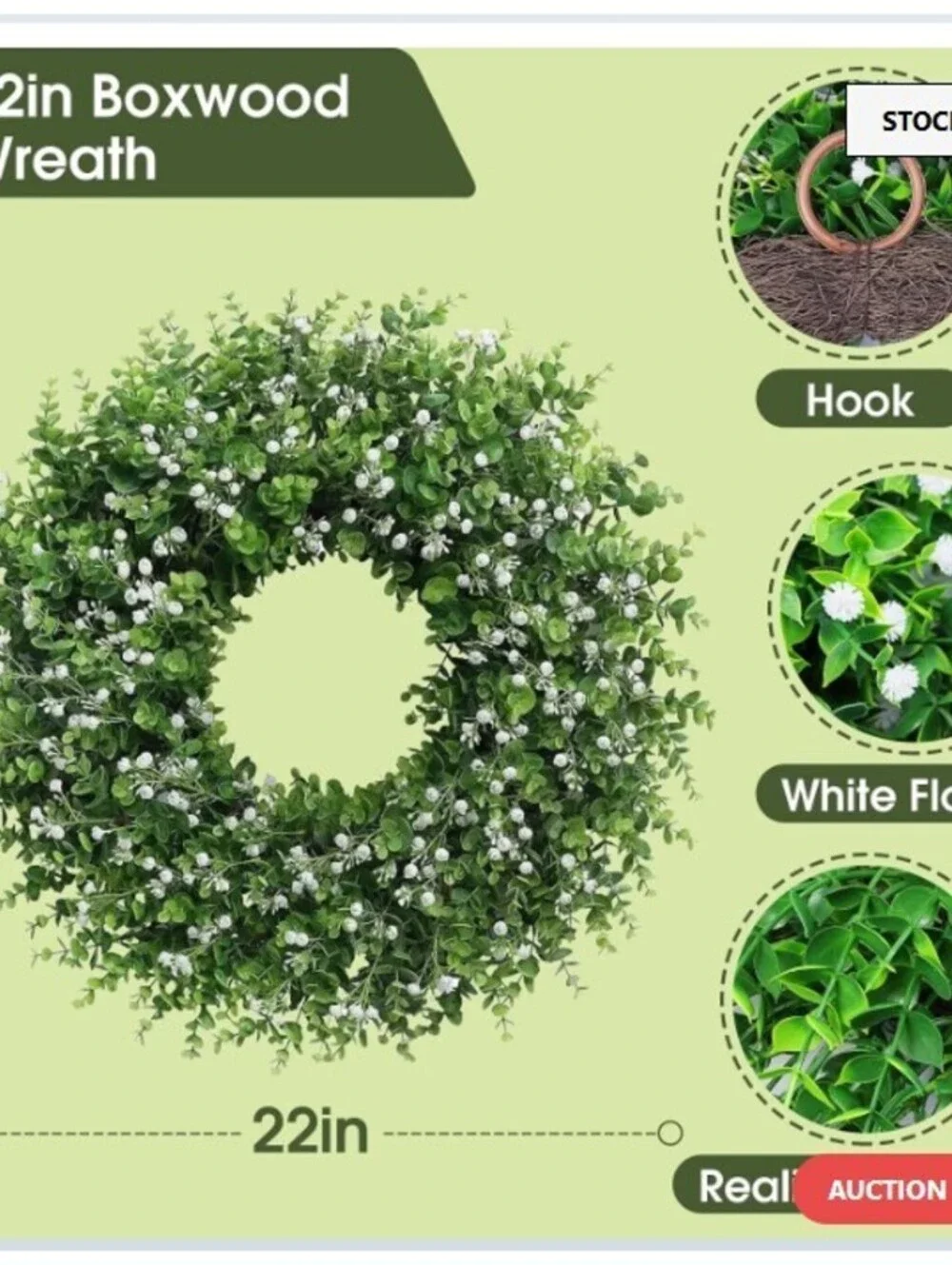 BRAND NEW: 22inch Artificial Boxwood Wreath